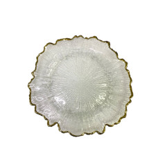 UNDERPLATE GLASS LEAF GOLD
