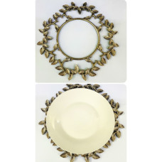 PLASTIC UNDERPLATE FLORAL GOLD