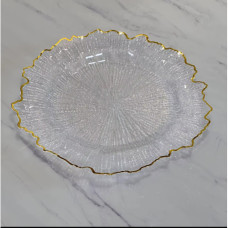 PLASTIC UNDERPLATE LEAF GOLD RIM