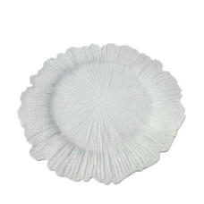 PLASTIC UNDERPLATE LEAF WHITE